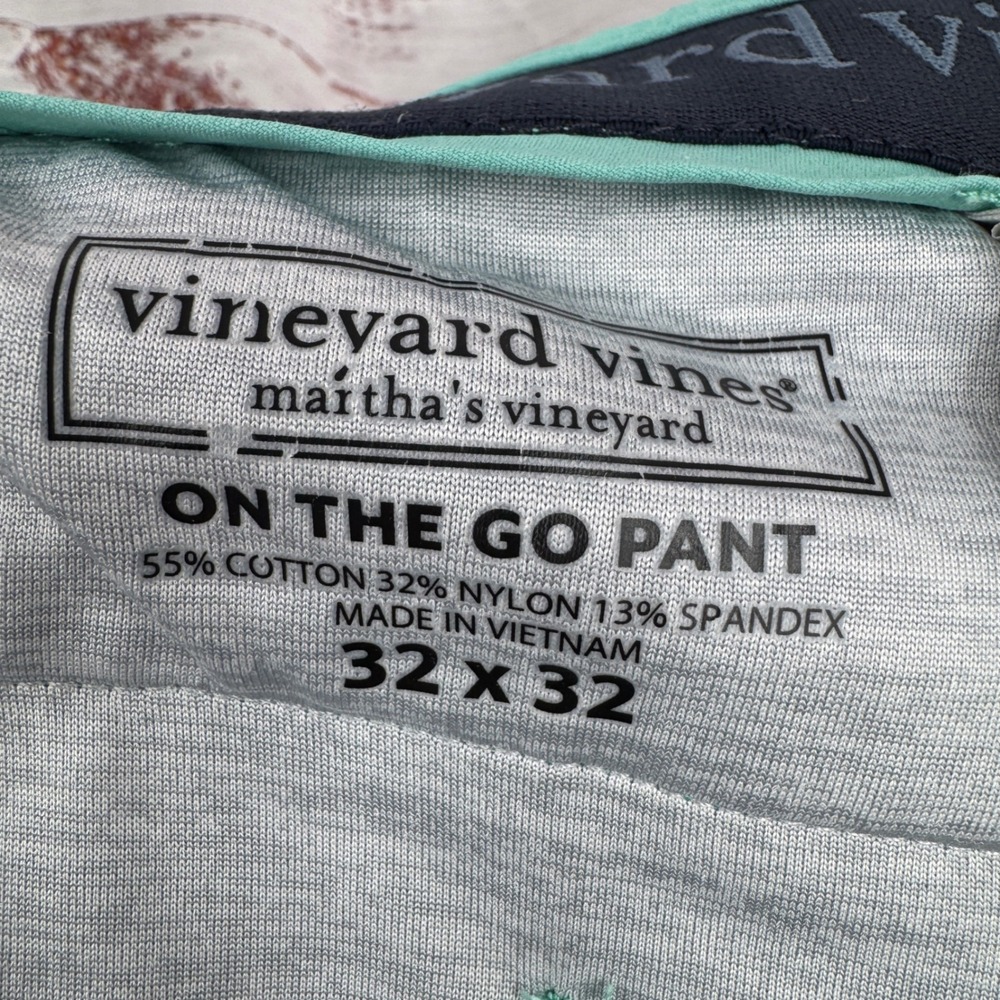 Vineyard Vines On The Go Pants Mens 32x32 Aqua Teal Chinos Casual Athletic Golf - Picture 8 of 8